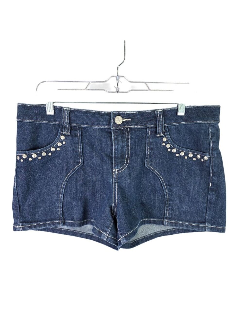 Womens Allen B. Allen Schwartz Studded Blue Denim Shorts 3.5" Inseam Size 12